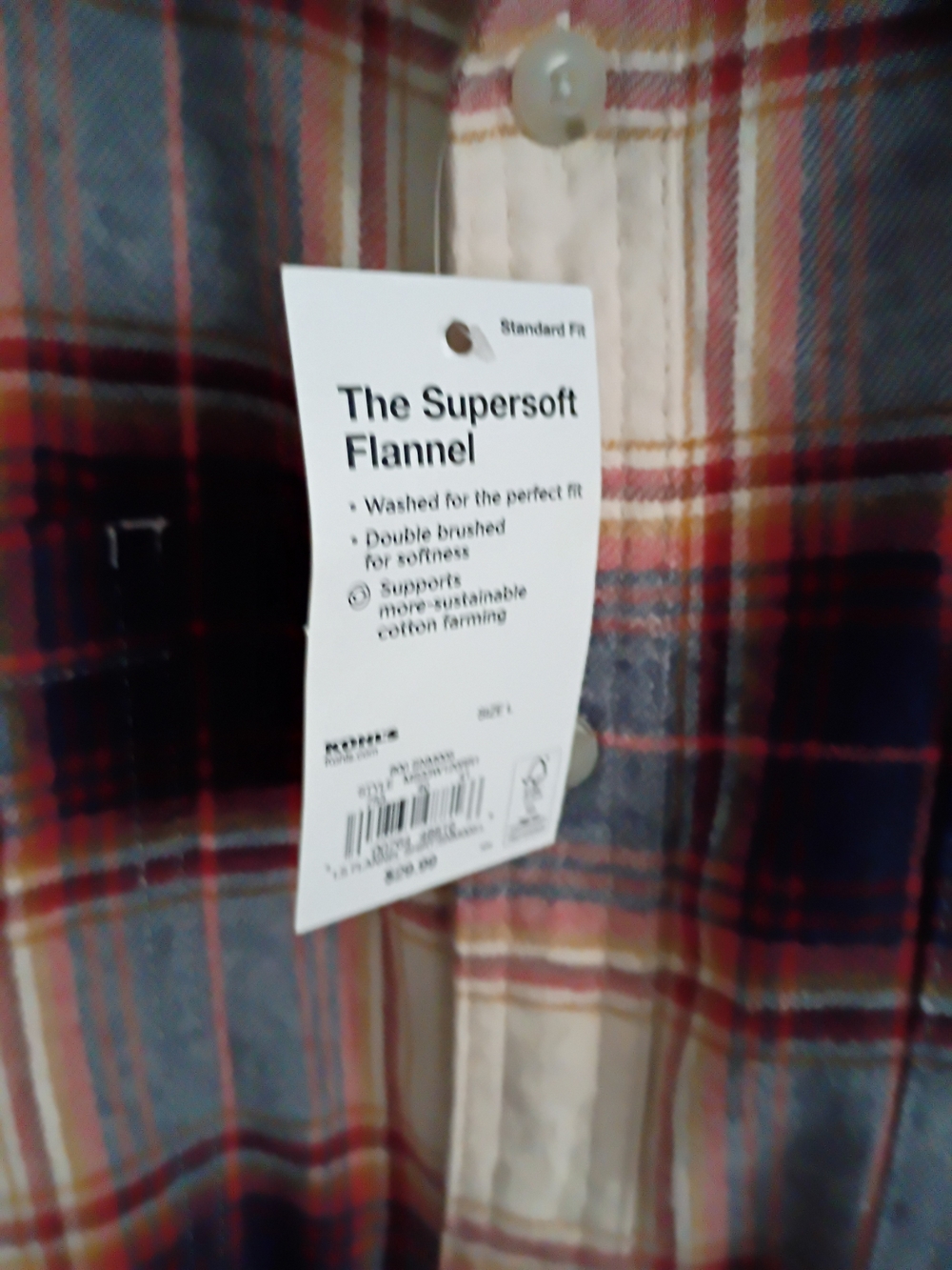 Sonoma Men's Beige Plaid Flannel Shirt - Picture 4 of 8